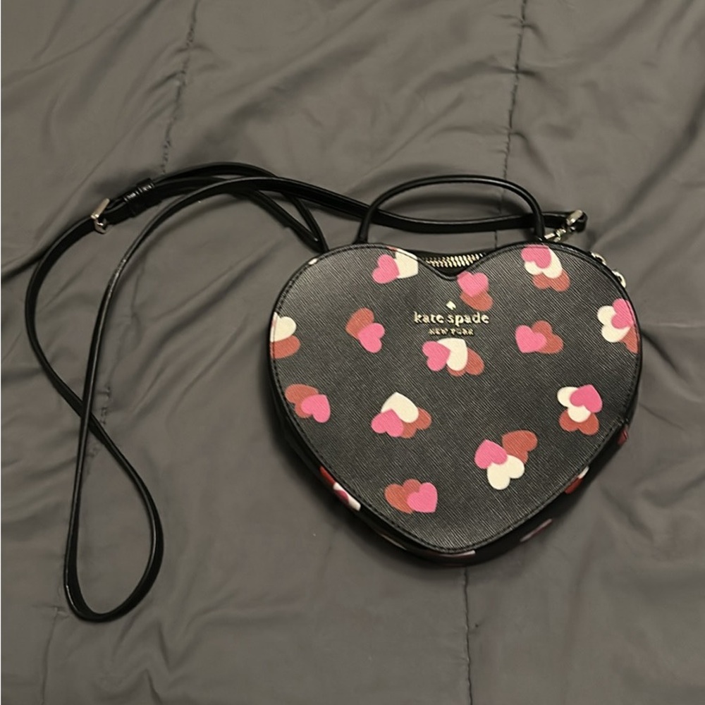 Authentic Kate Spade black purse with colored hearts
